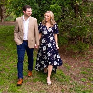 Lulus size M blue floral wrap dress